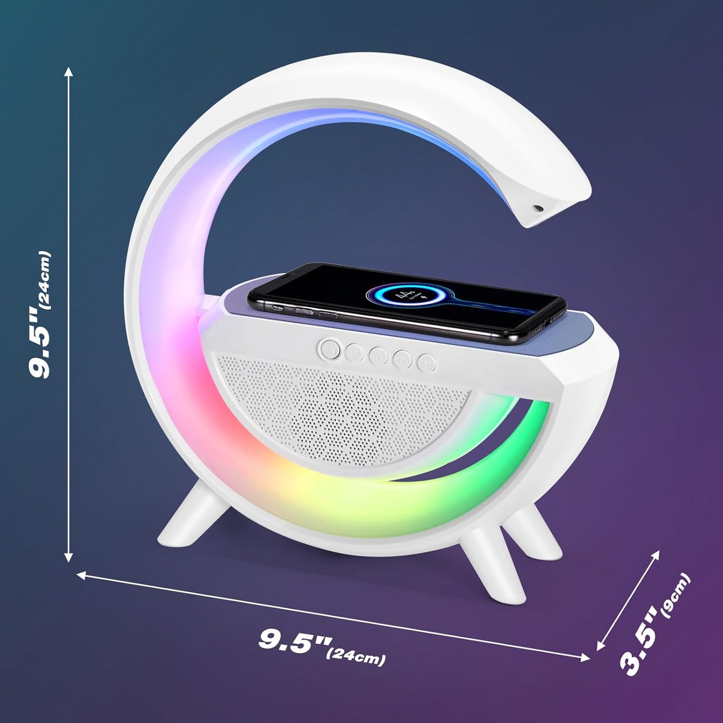 G-Shape Bluetooth Speakers with Wireless Phone Charger and RGB Lights