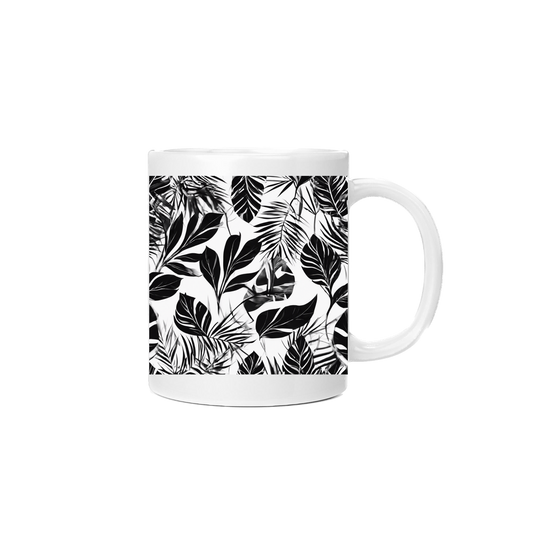 Leaf pattern White 11oz Ceramic Mug